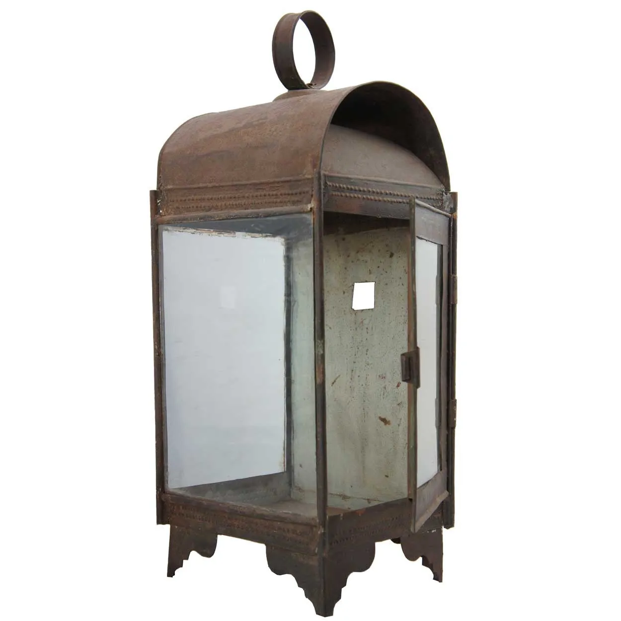 Anglo Indian Toleware and Glass Candle Lantern