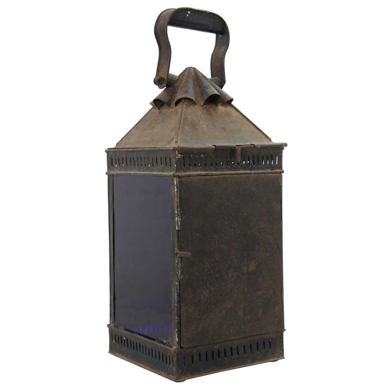 Anglo Indian Toleware and Green Glass Lantern