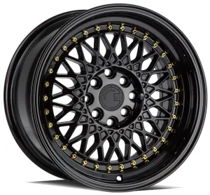 Aodhan AH05 16x8 4x100/114.3  15 Full Gloss Black ( Gold Rivet)