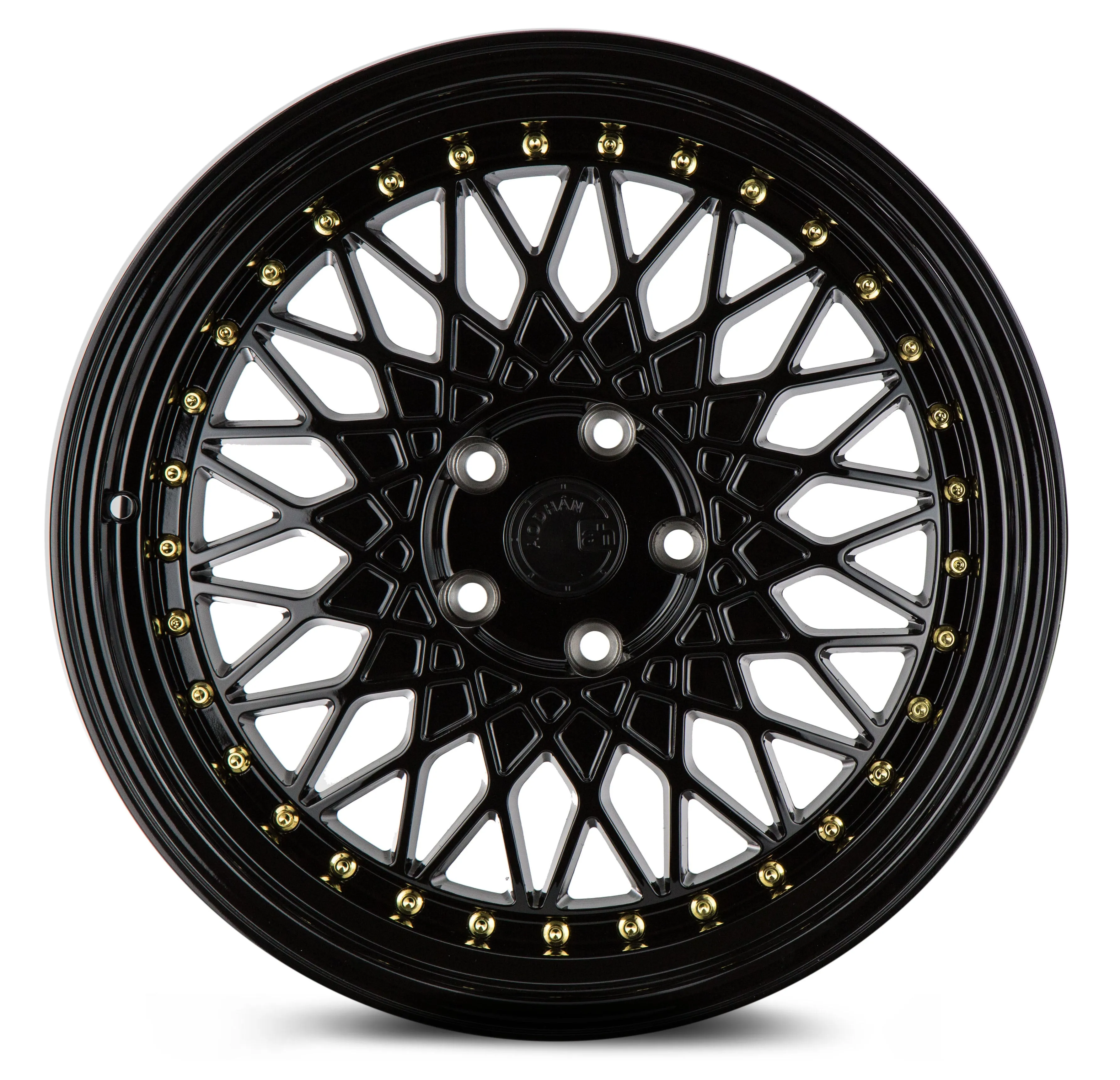 Aodhan AH05 18x9.5 5x114.3  30 Full Gloss Black ( Gold Rivet)