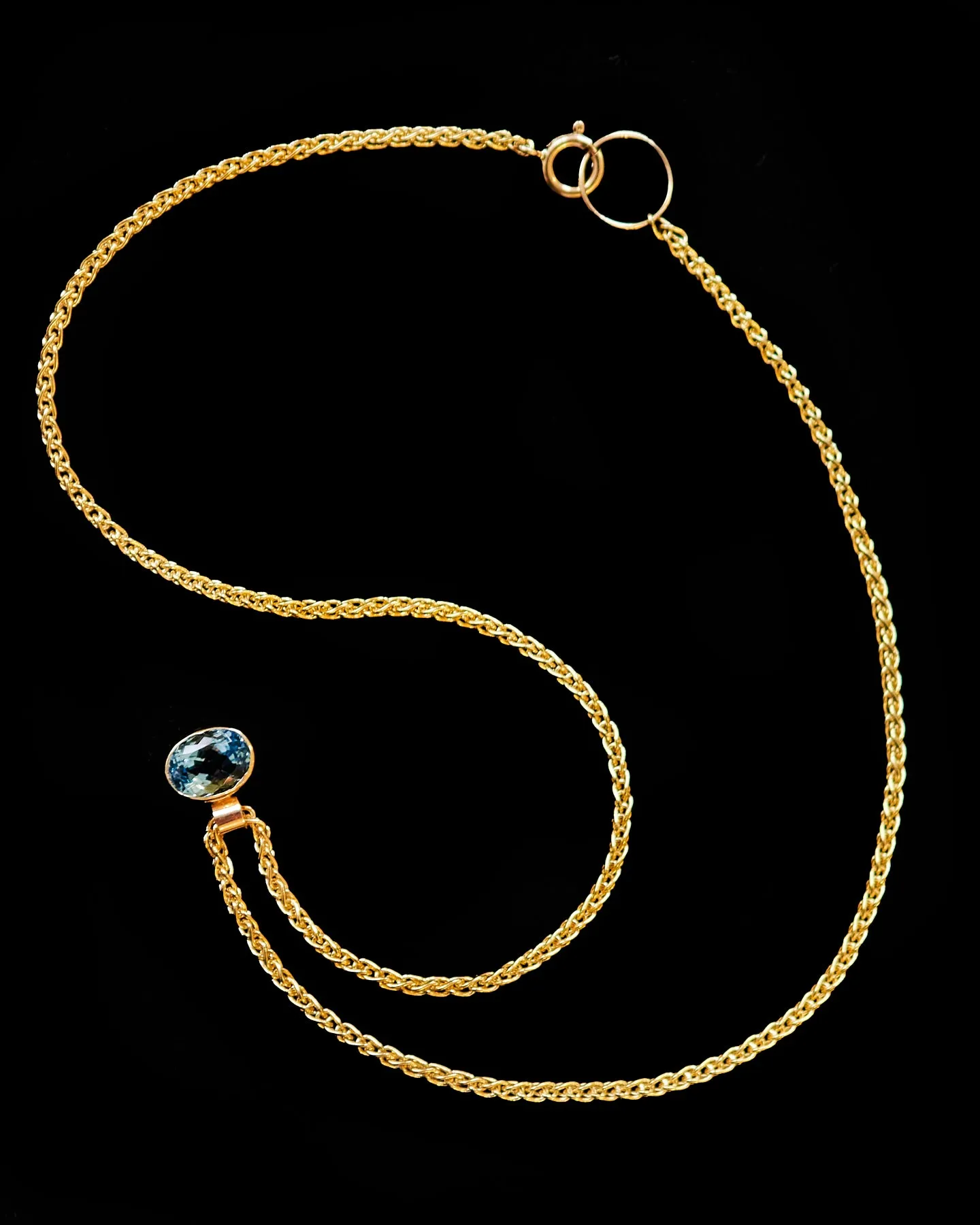 Aquamarine Oval Cut on 3mm Wheat Chain
