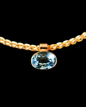 Aquamarine Oval Cut on 3mm Wheat Chain