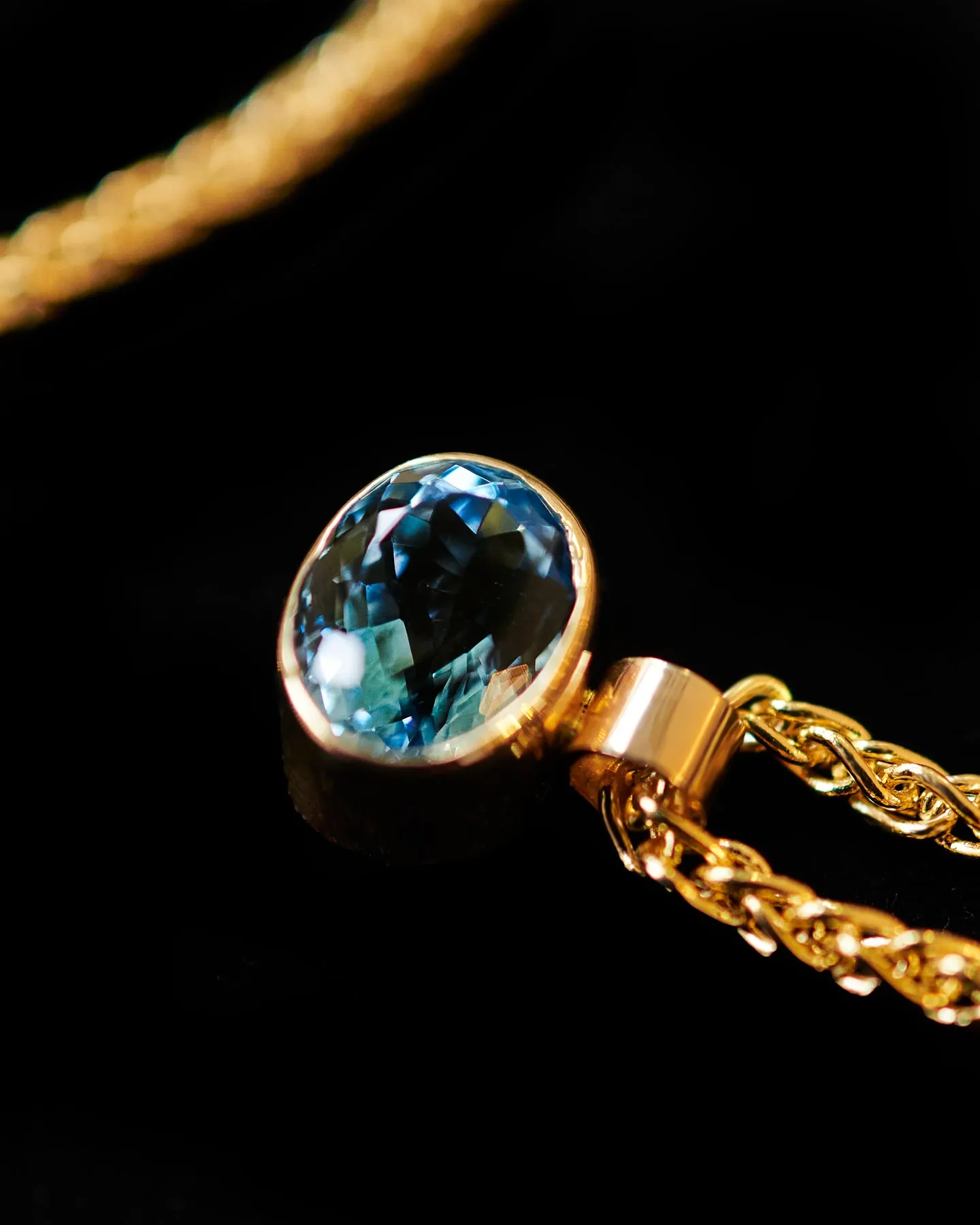 Aquamarine Oval Cut on 3mm Wheat Chain