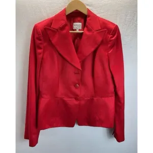 Armani Collezioni womens Blazer Size 12 Satin RED Italy Festive Holiday Party