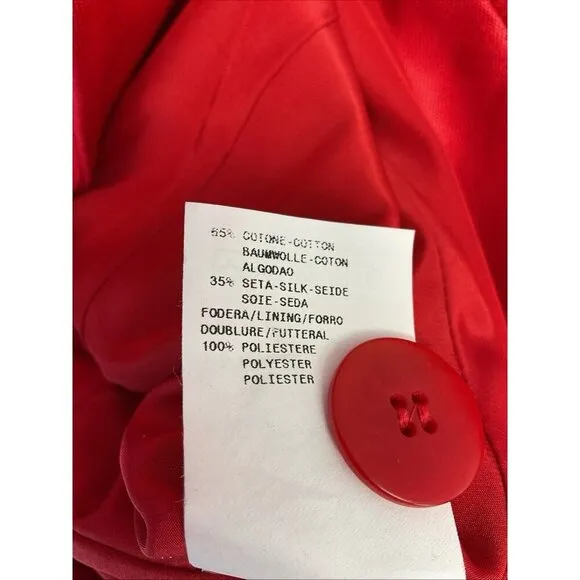 Armani Collezioni womens Blazer Size 12 Satin RED Italy Festive Holiday Party