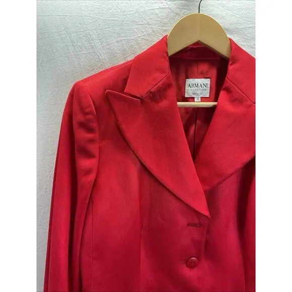 Armani Collezioni womens Blazer Size 12 Satin RED Italy Festive Holiday Party