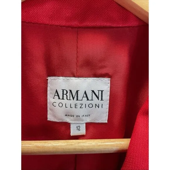 Armani Collezioni womens Blazer Size 12 Satin RED Italy Festive Holiday Party