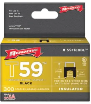 Arrow Fastener T59 Type Staples, 1/4 in L x 5/16 in W, 591188BL