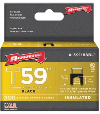 Arrow Fastener T59 Type Staples, 1/4 in L x 5/16 in W, 591188BL