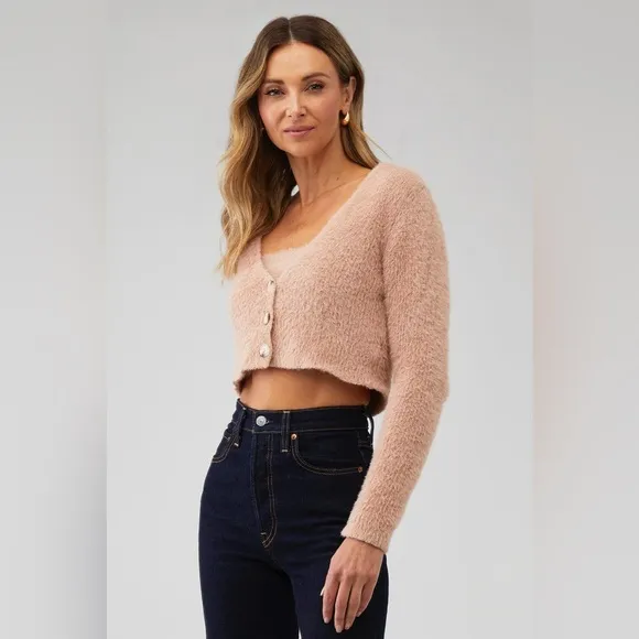 ASTR the label LORAIN CARDIGAN Top in Pink Clay Size Small
