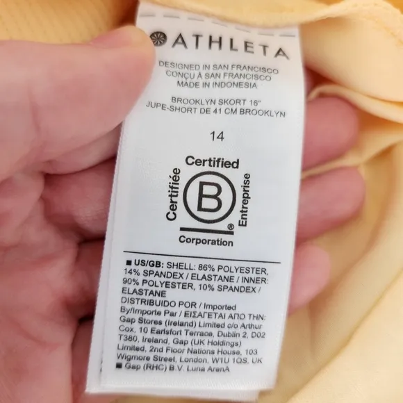 Athleta Brooklyn Skort 16&quot; Yellow Athletic Skirt NWT Size 14