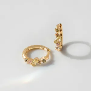 Aurora Rainbow & Gold 9mm Huggie Earrings