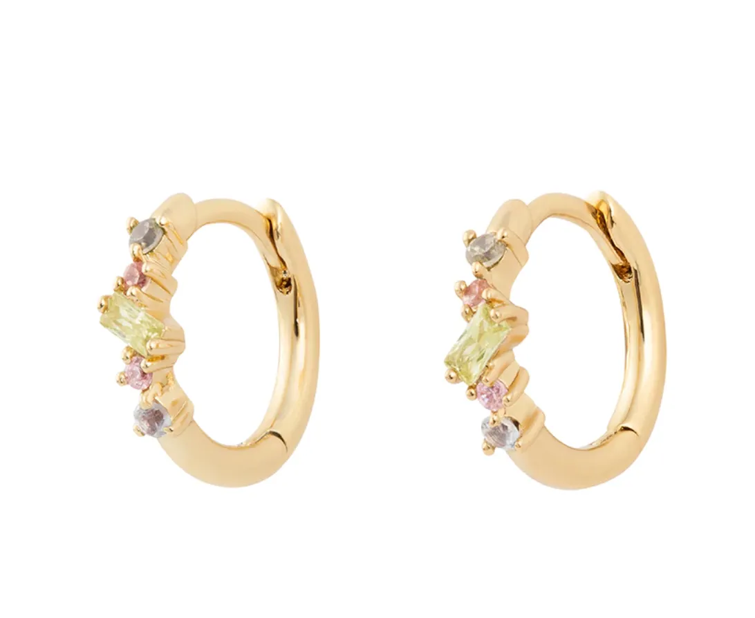 Aurora Rainbow & Gold 9mm Huggie Earrings