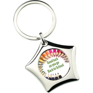 Back To School Engravable Metal Star Keyring - 1.75in