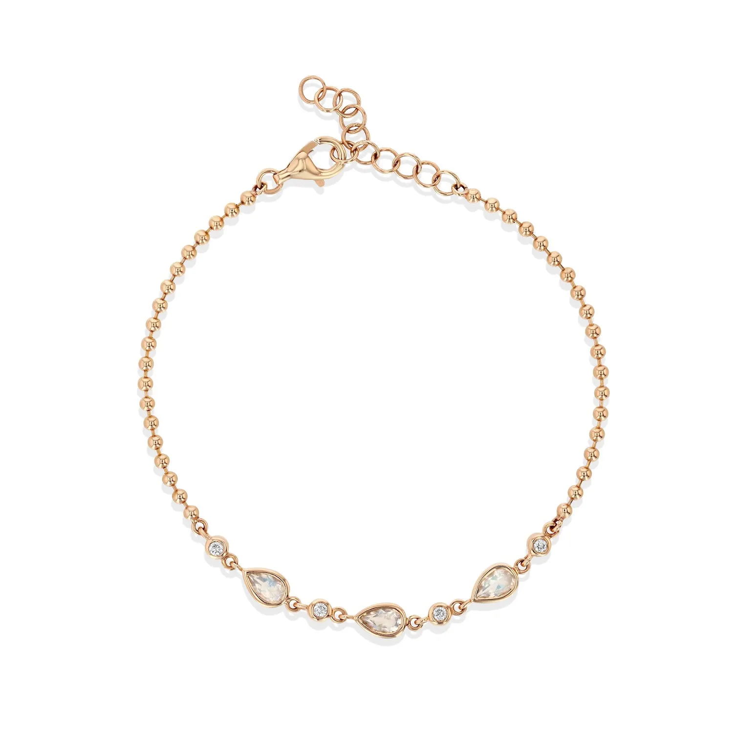 Ball Chain Moonstone & Diamond Bracelet