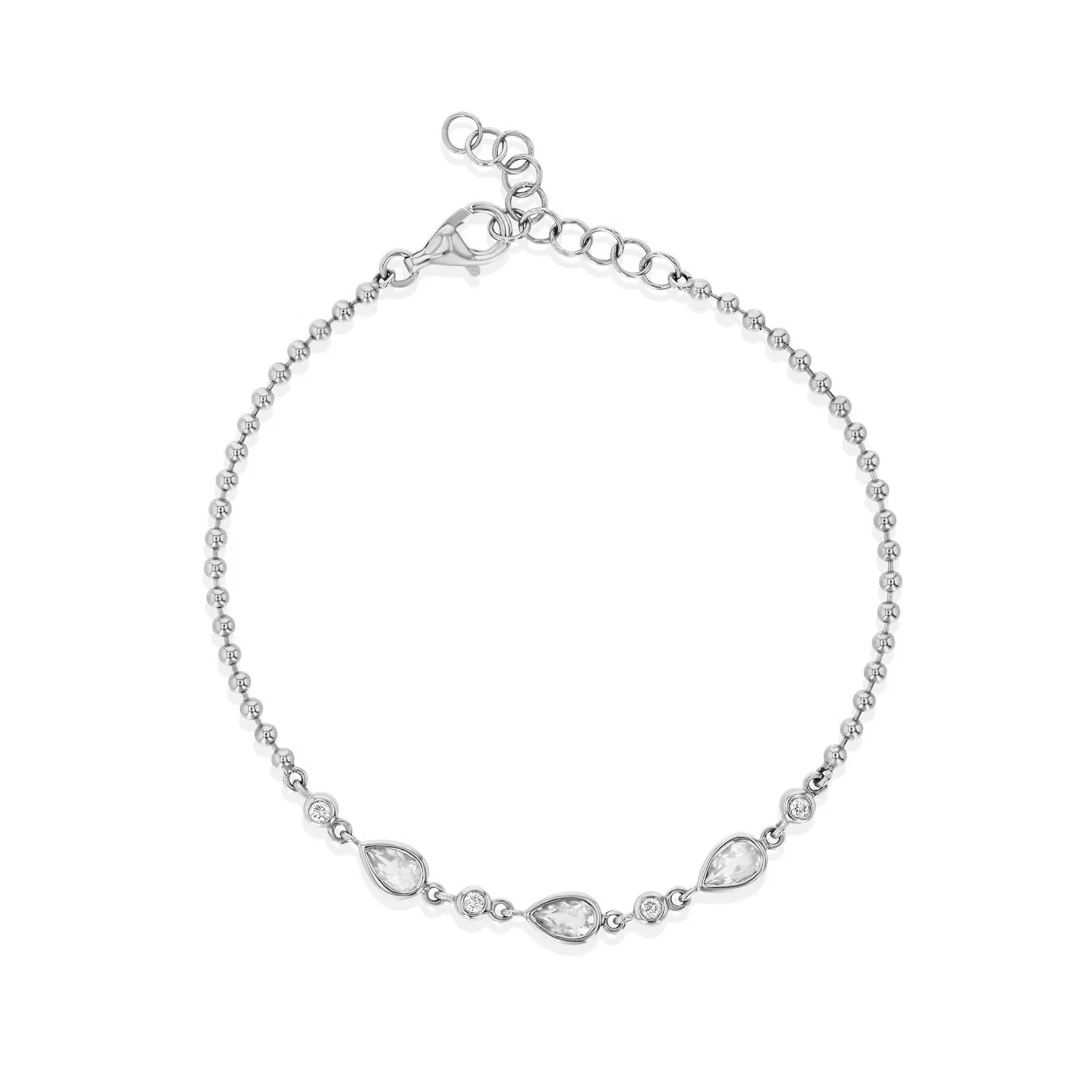 Ball Chain Moonstone & Diamond Bracelet