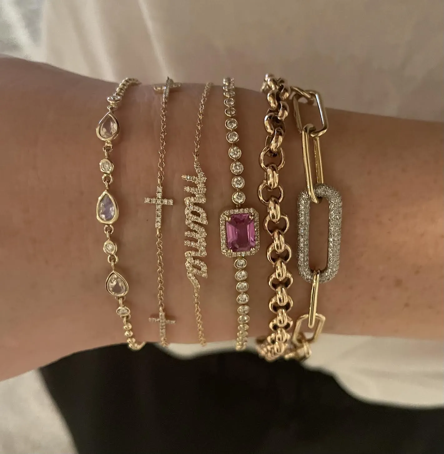 Ball Chain Moonstone & Diamond Bracelet