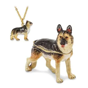 Bejeweled German Shepherd Dog Trinket Box