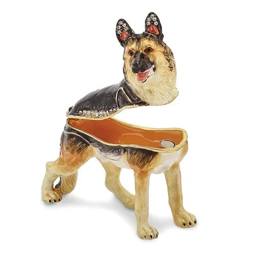 Bejeweled German Shepherd Dog Trinket Box
