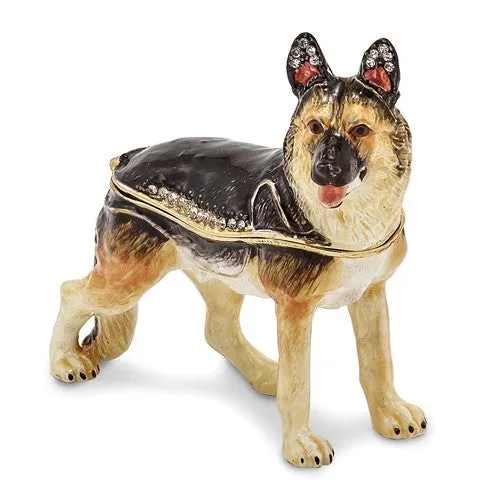 Bejeweled German Shepherd Dog Trinket Box