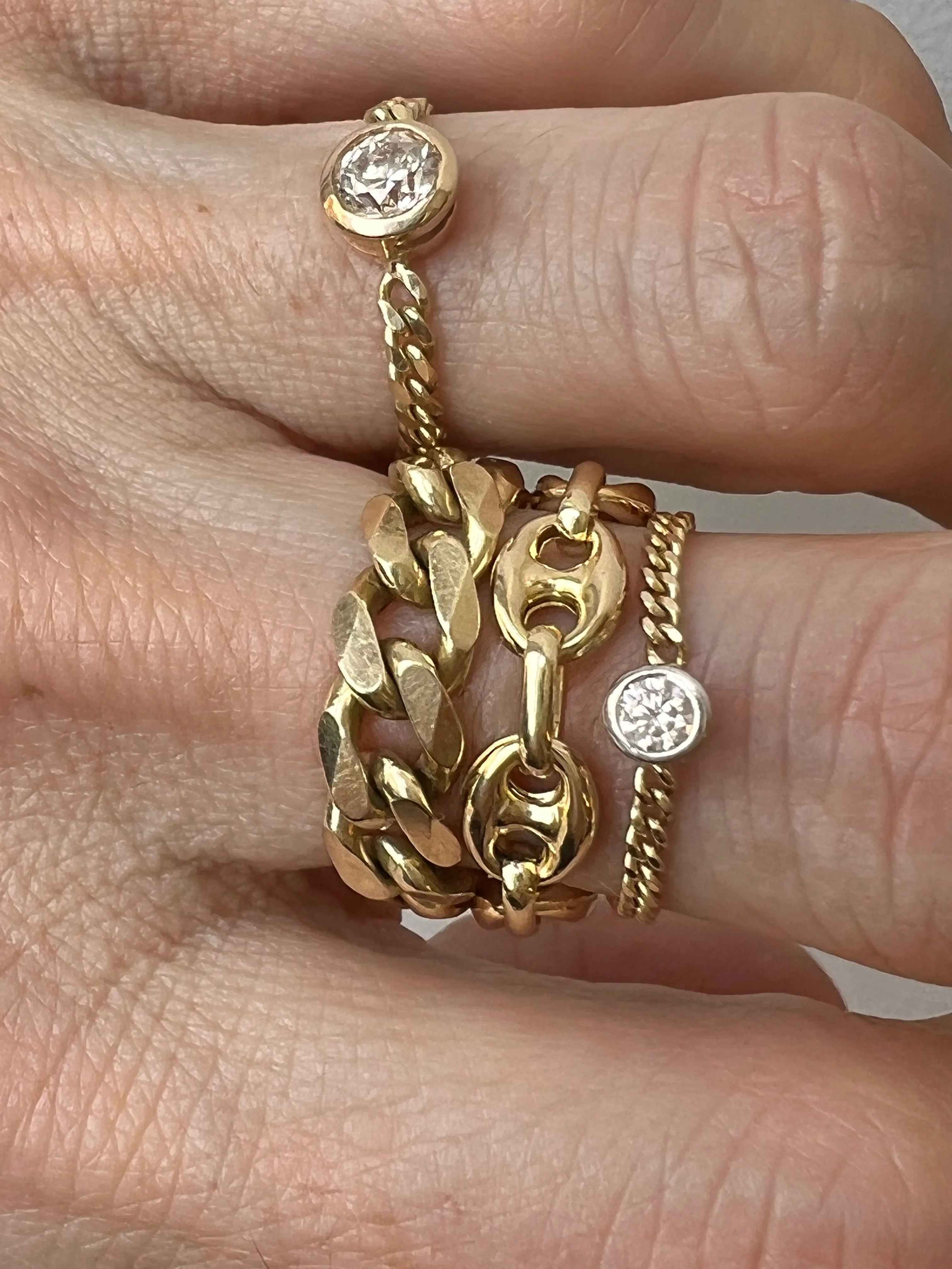 Bezel Diamond Cuban Link Ring (3.8mm)
