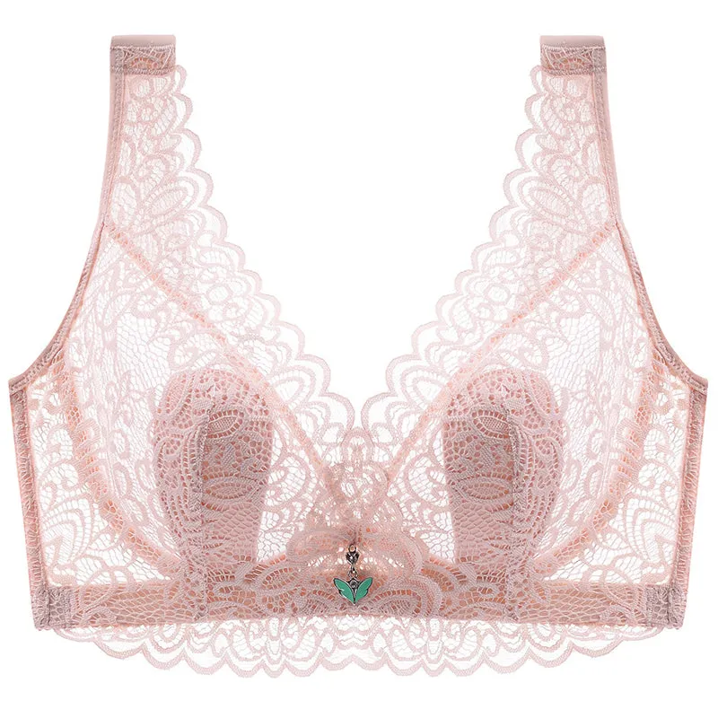Black--Plus Size Lace Breathable Lightly Lined Push Up Wide Shoulder Bras