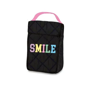Black Puffer Insulated Snack Bag with Patches