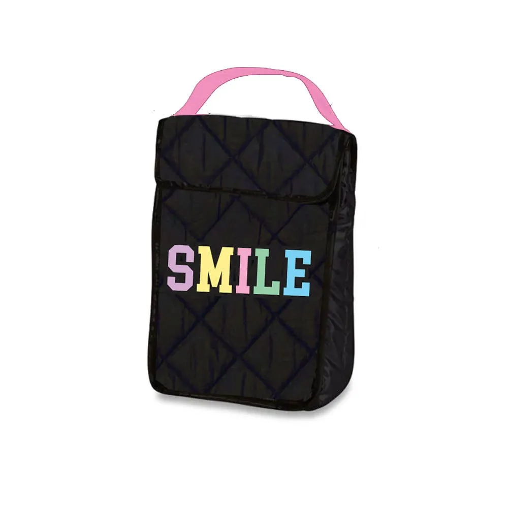 Black Puffer Insulated Snack Bag with Patches