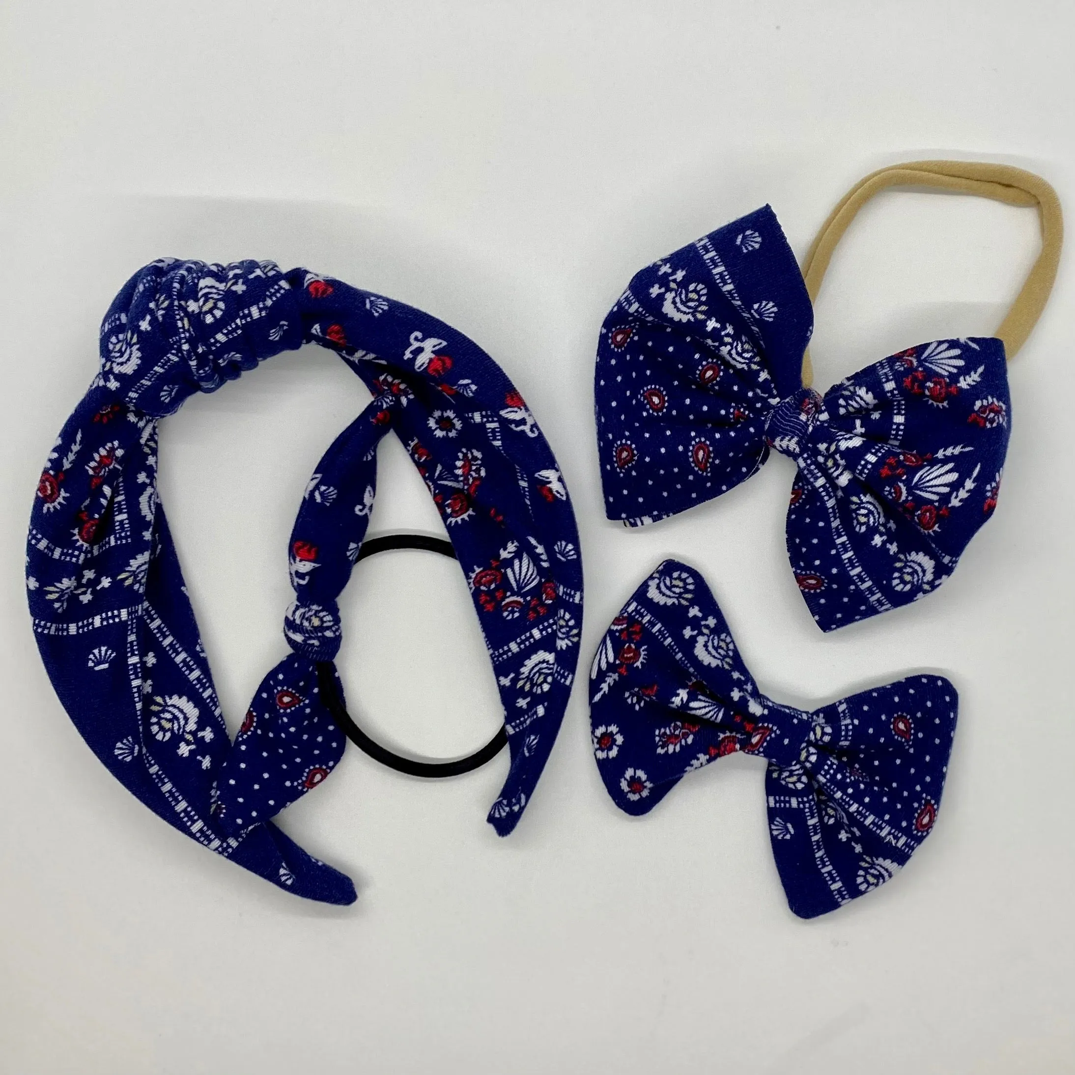 Blue Bandana Top Knot Headband