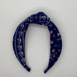 Blue Bandana Top Knot Headband