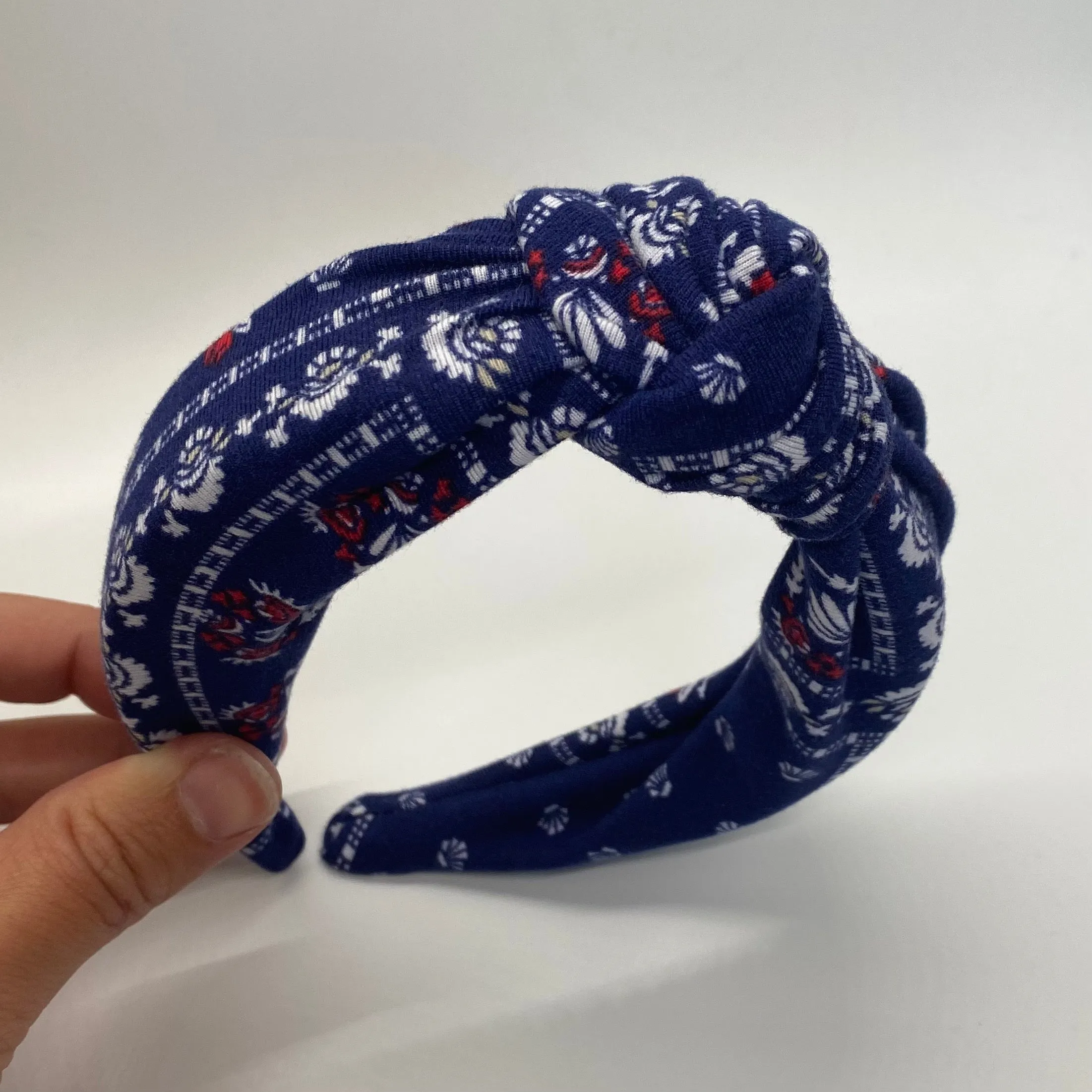Blue Bandana Top Knot Headband