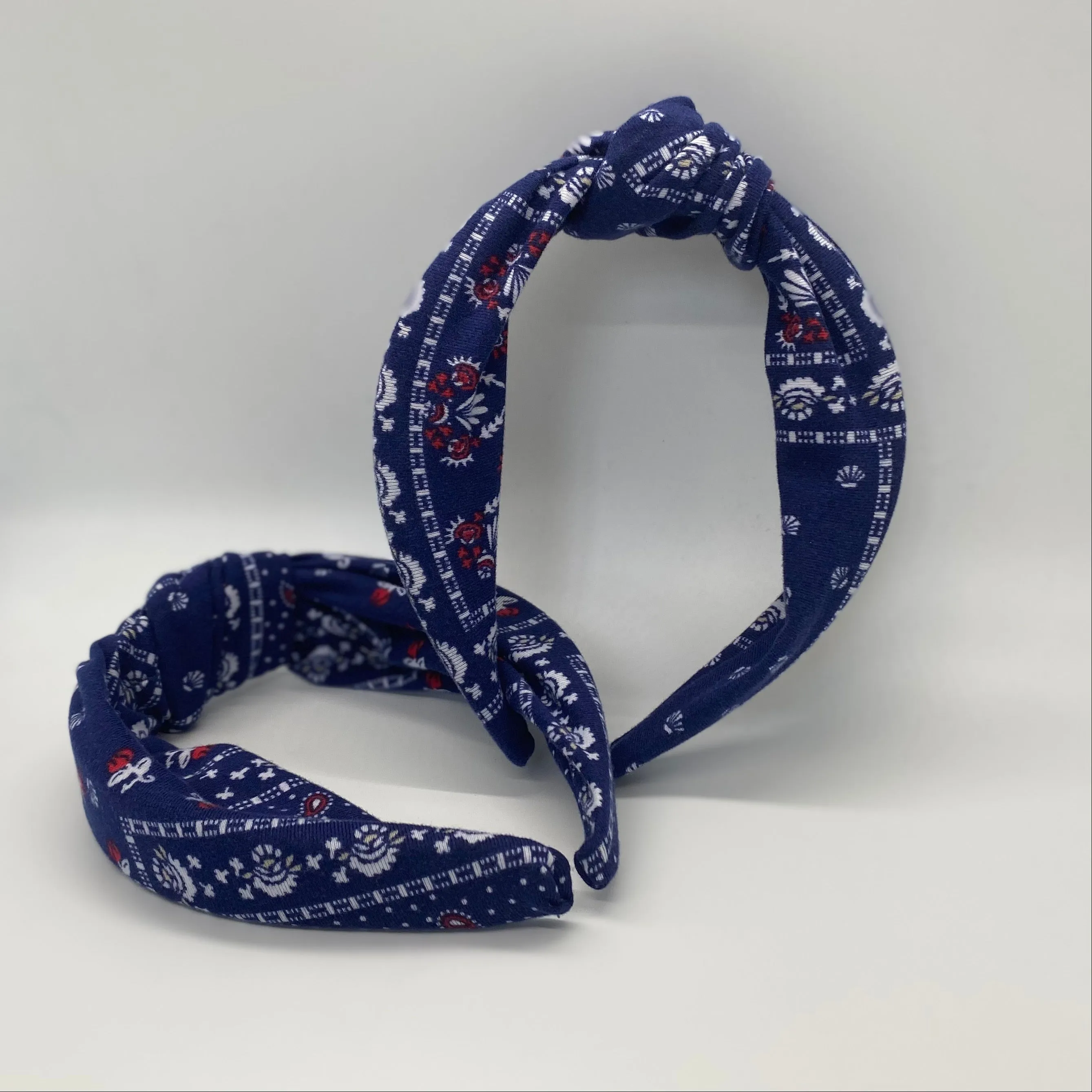 Blue Bandana Top Knot Headband