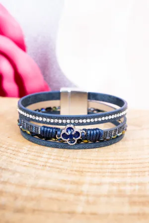 Blue Clover Goldtone Multi-Strand Magnetic Bracelet