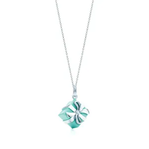 Blue Gift Box Pendant Necklace