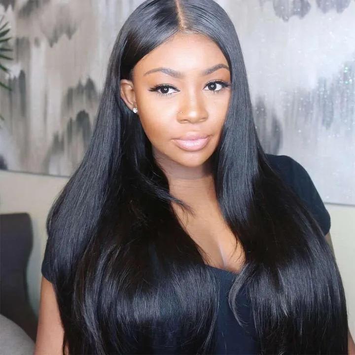 Brazilian Straight 4 Bundles With 13×4 Lace Frontal 10A Grade 100% Human Remy Hair MYLOCKME