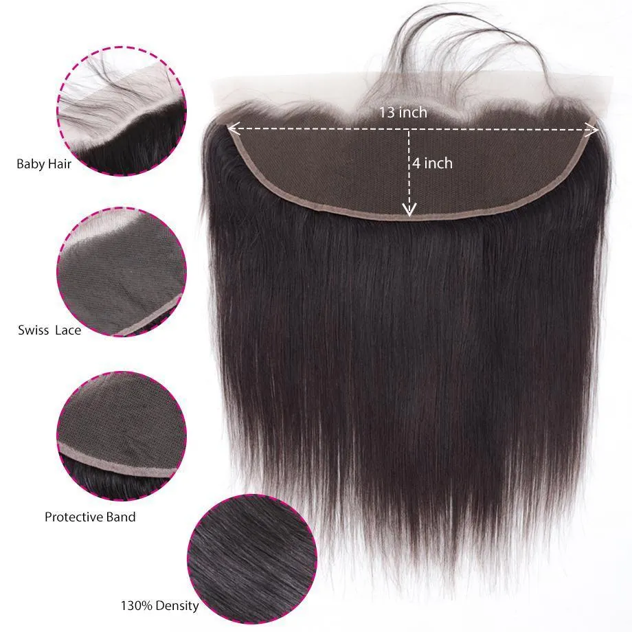 Brazilian Straight 4 Bundles With 13×4 Lace Frontal 10A Grade 100% Human Remy Hair MYLOCKME