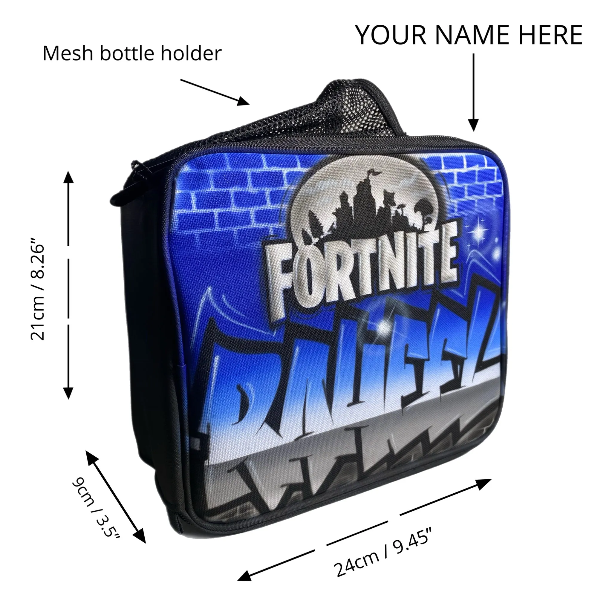 Brickwall Graffiti Fortnit Personalised Bundle 1x TruckerCap, 1x Backpack, 1x Lunchbox