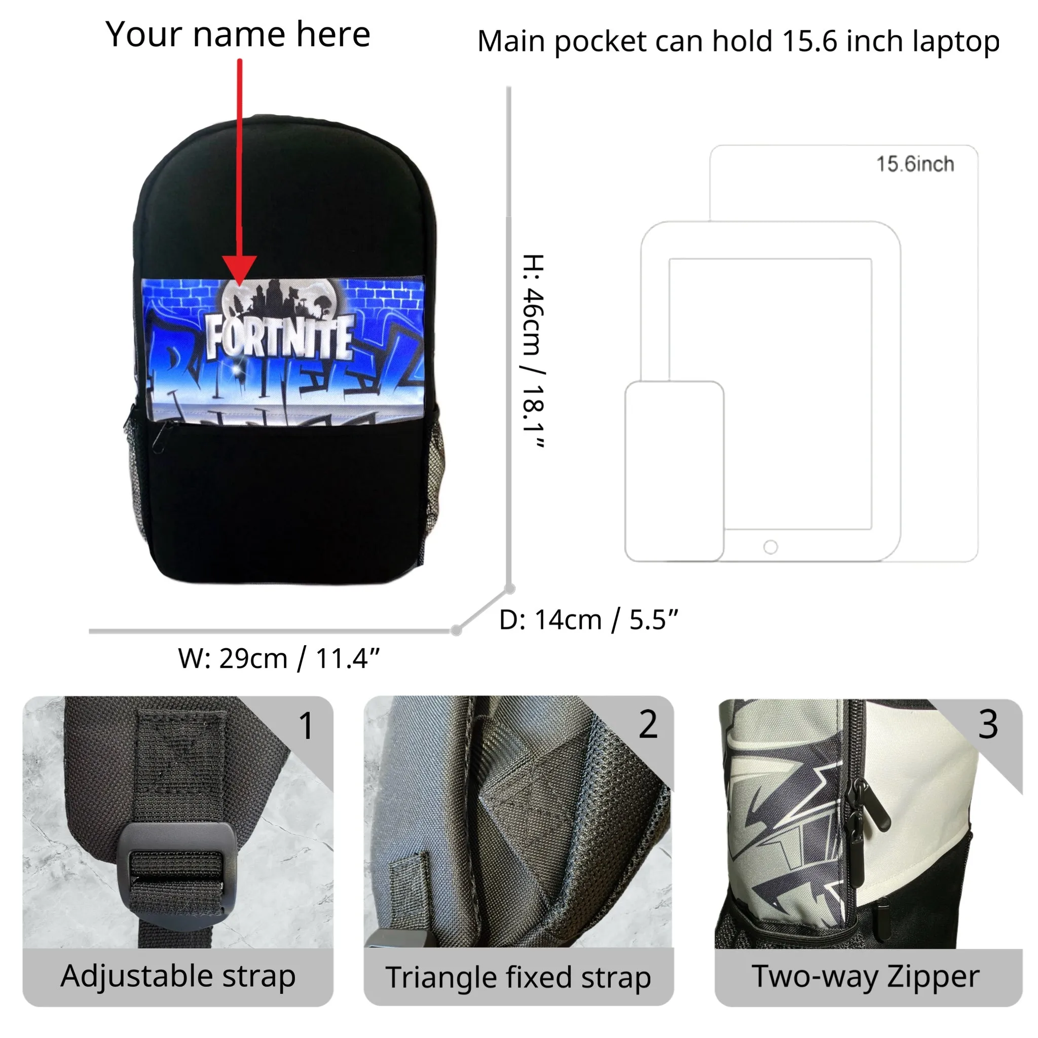 Brickwall Graffiti Fortnit Personalised Bundle 1x TruckerCap, 1x Backpack, 1x Lunchbox