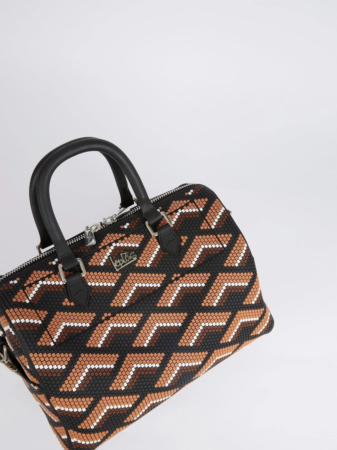Brown Navajos Squared Top Handle Bag