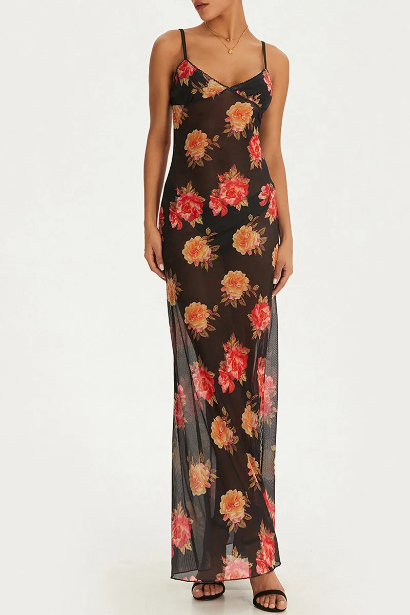 BS3301 Floral Sheer Long Dress