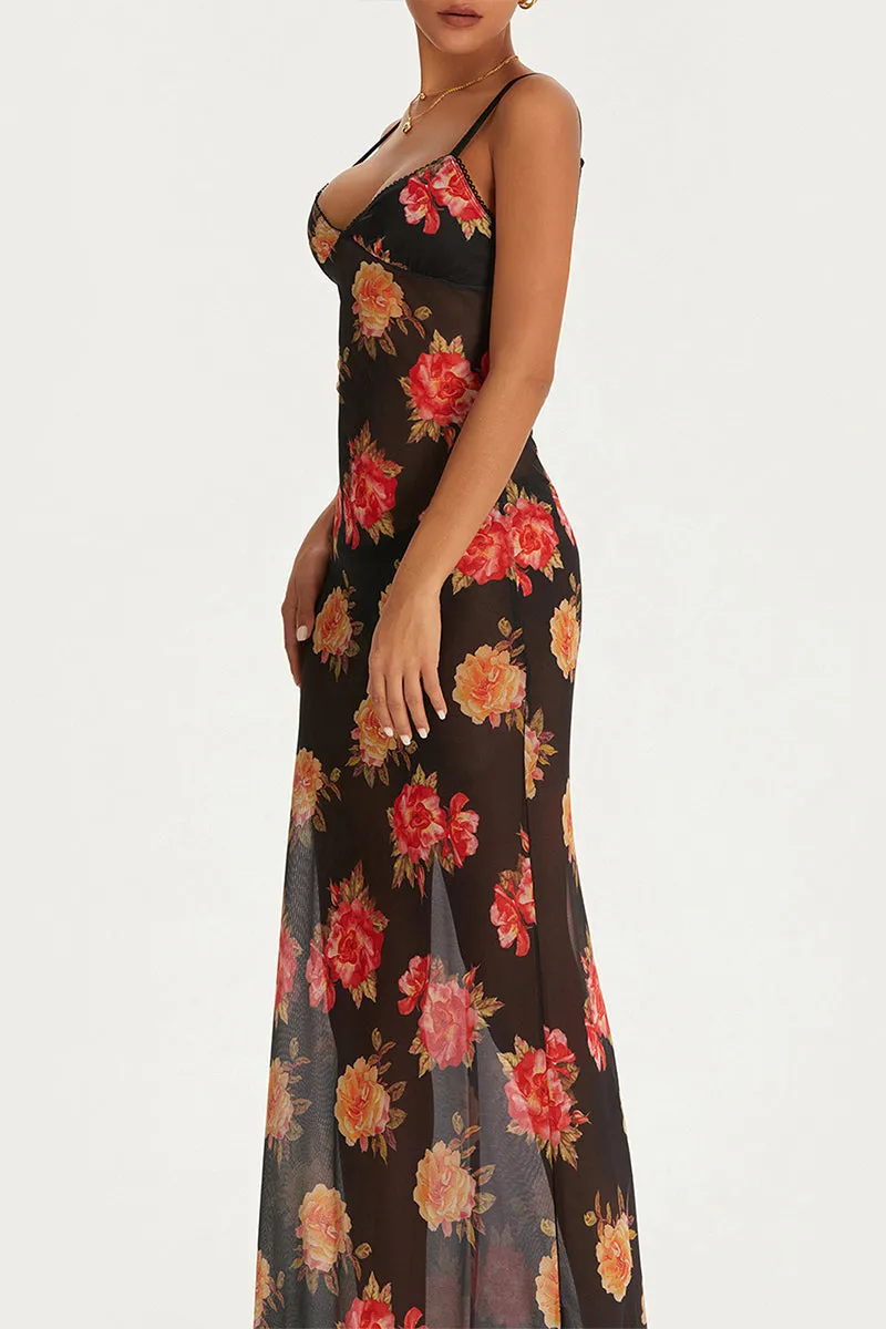 BS3301 Floral Sheer Long Dress