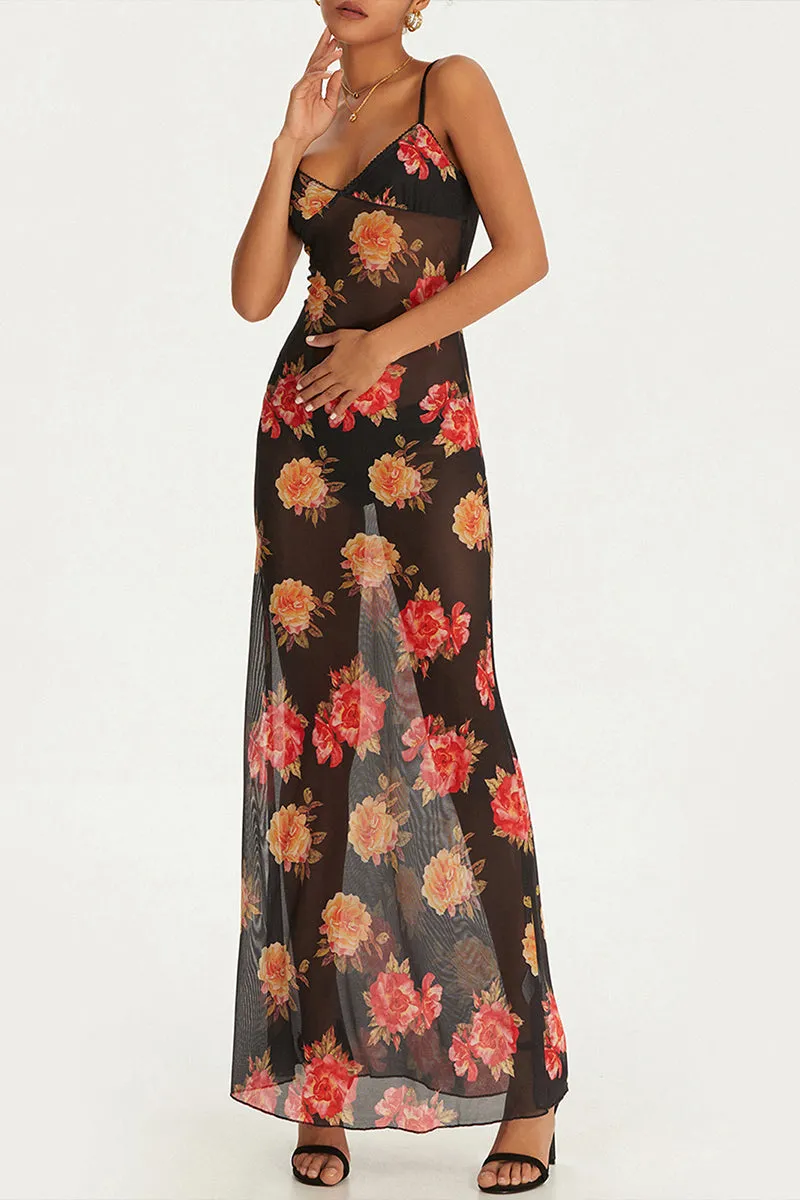 BS3301 Floral Sheer Long Dress