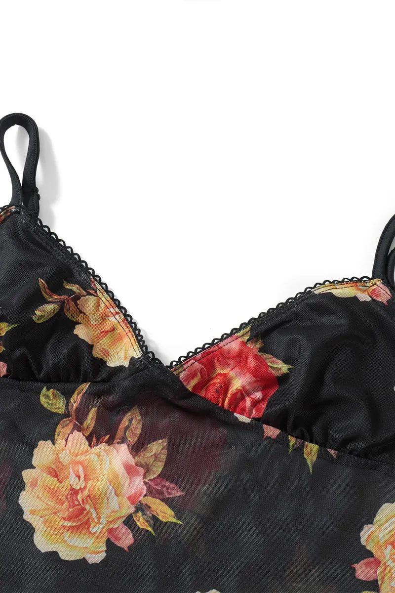 BS3301 Floral Sheer Long Dress