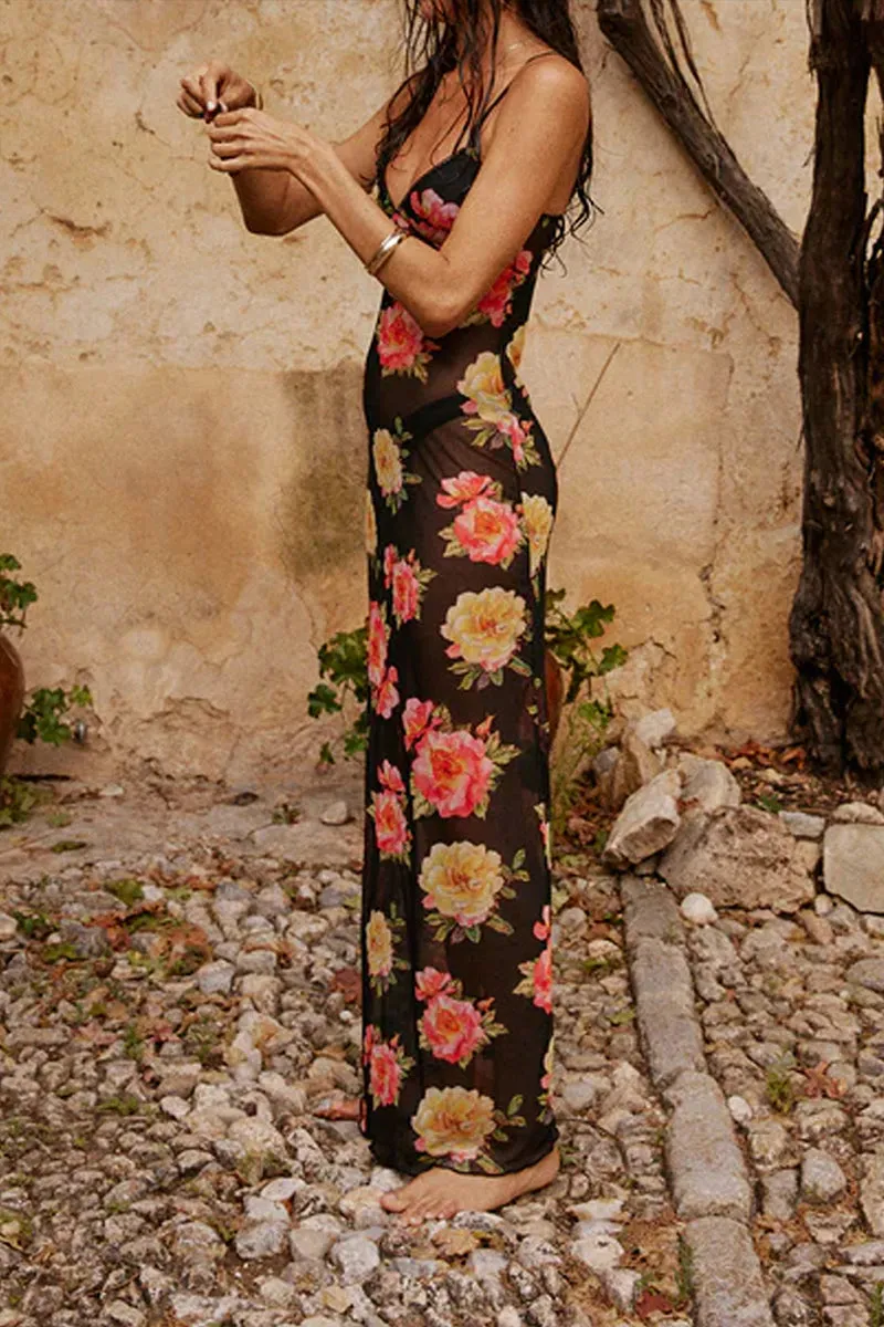 BS3301 Floral Sheer Long Dress