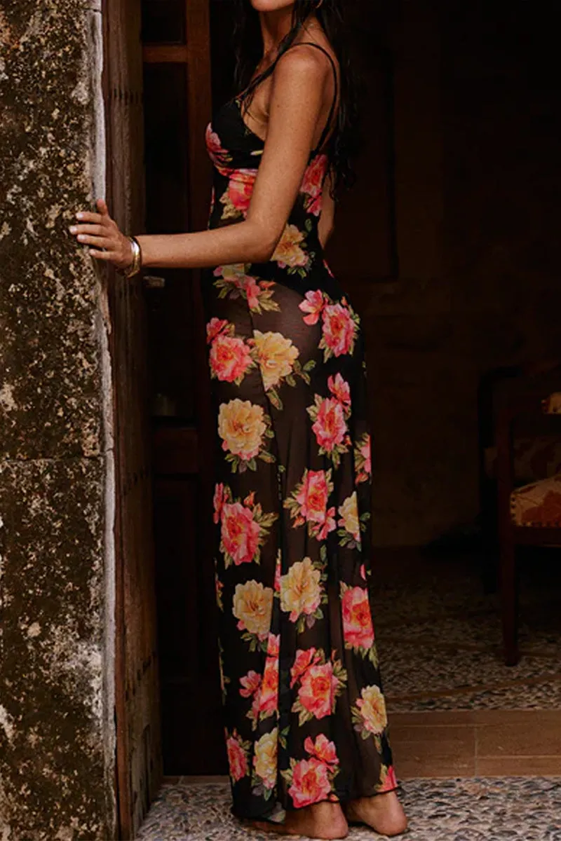 BS3301 Floral Sheer Long Dress