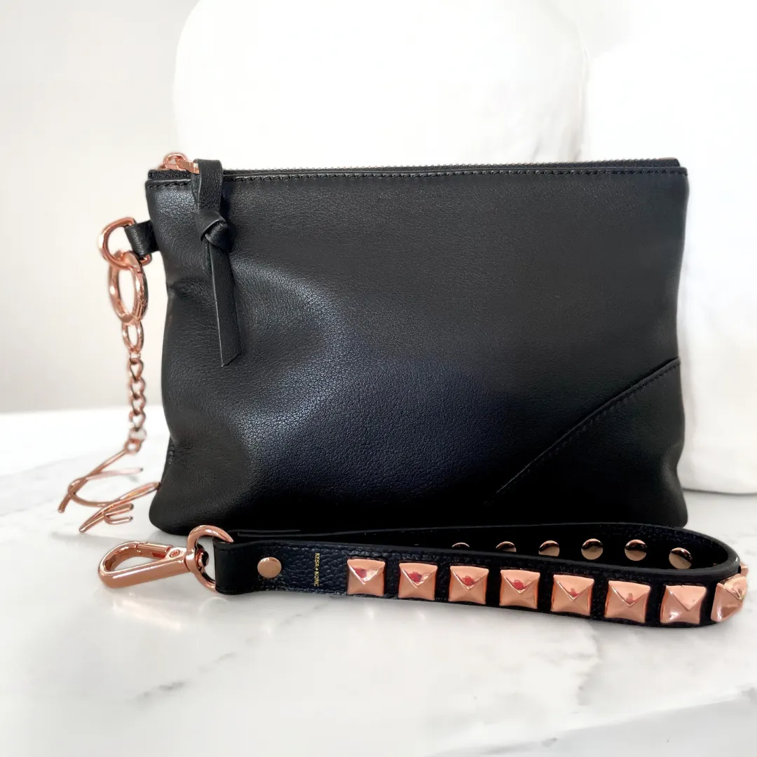 Bundle - Classic Black Clutch   Dalia Studded Hand strap