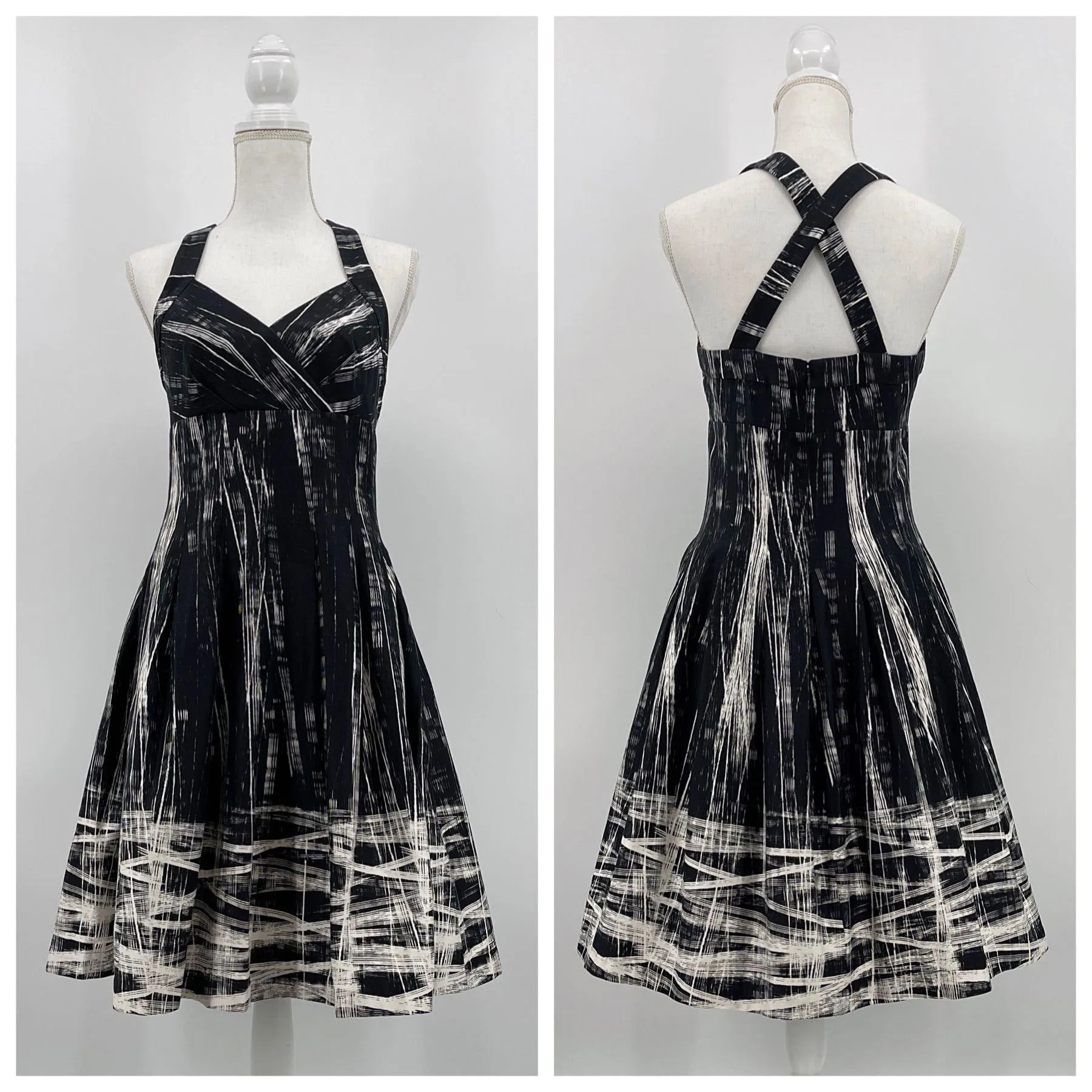 Calvin Klein Abstract Cross Back Fit Flare Dress