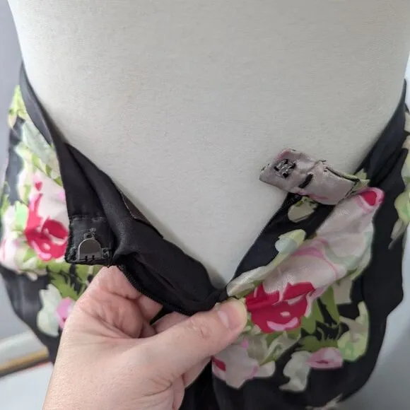 Camille La Vie Black Pink Green Floral Formal Satin Mermaid Maxi Prom Skirt 8