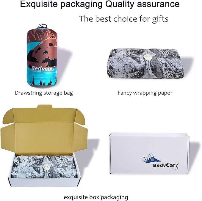 Camping Blanket, Puffy Waterproof Travel Blanket, Picnic Blanket, for Outdoors, Travel. (Lake, 69"x 53")