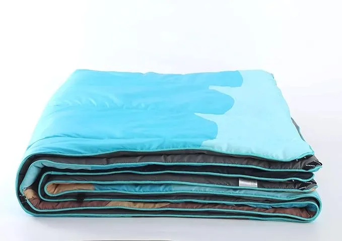 Camping Blanket, Puffy Waterproof Travel Blanket, Picnic Blanket, for Outdoors, Travel. (Lake, 69"x 53")